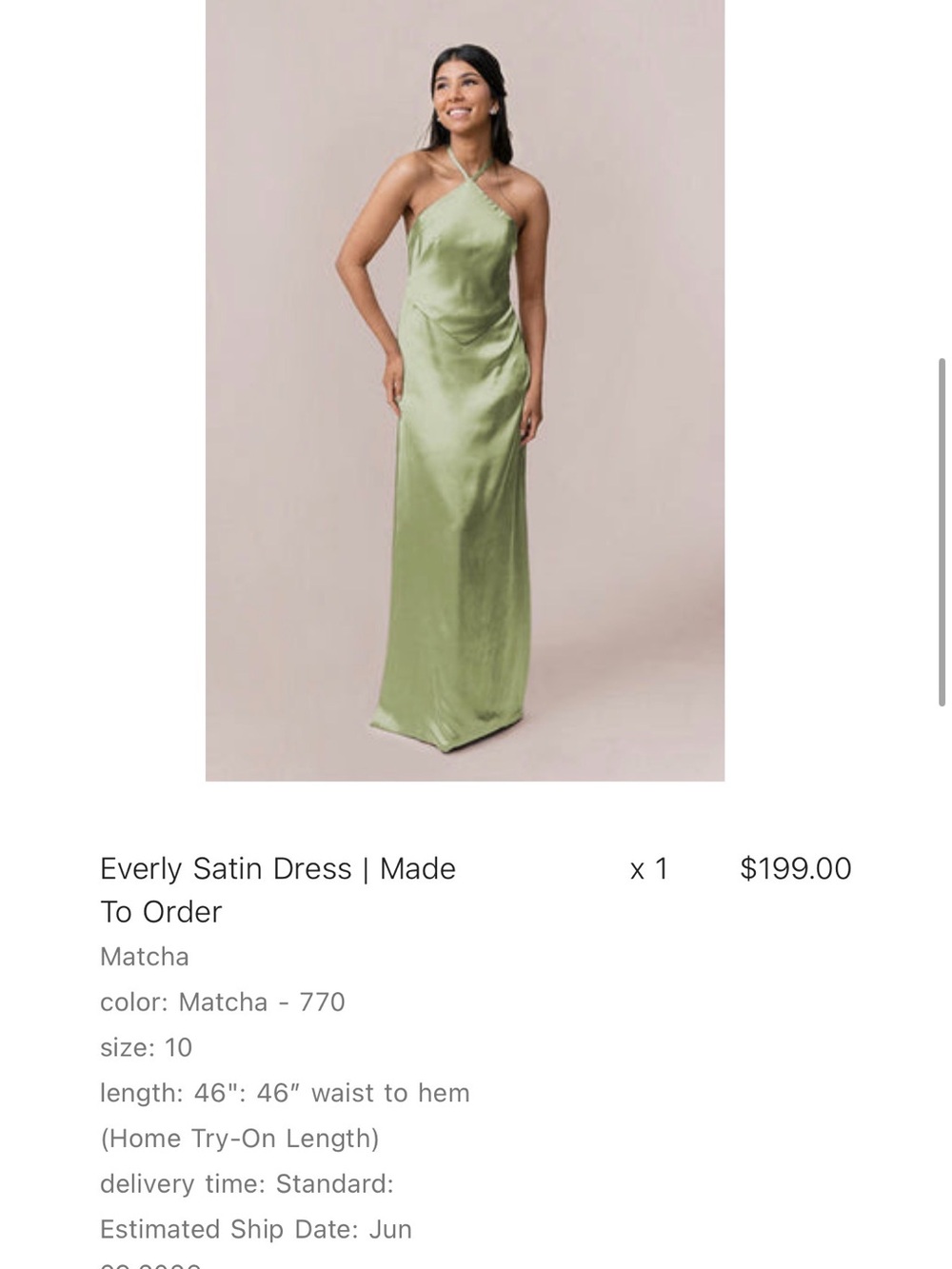 Revelry Satin Gown in Matcha